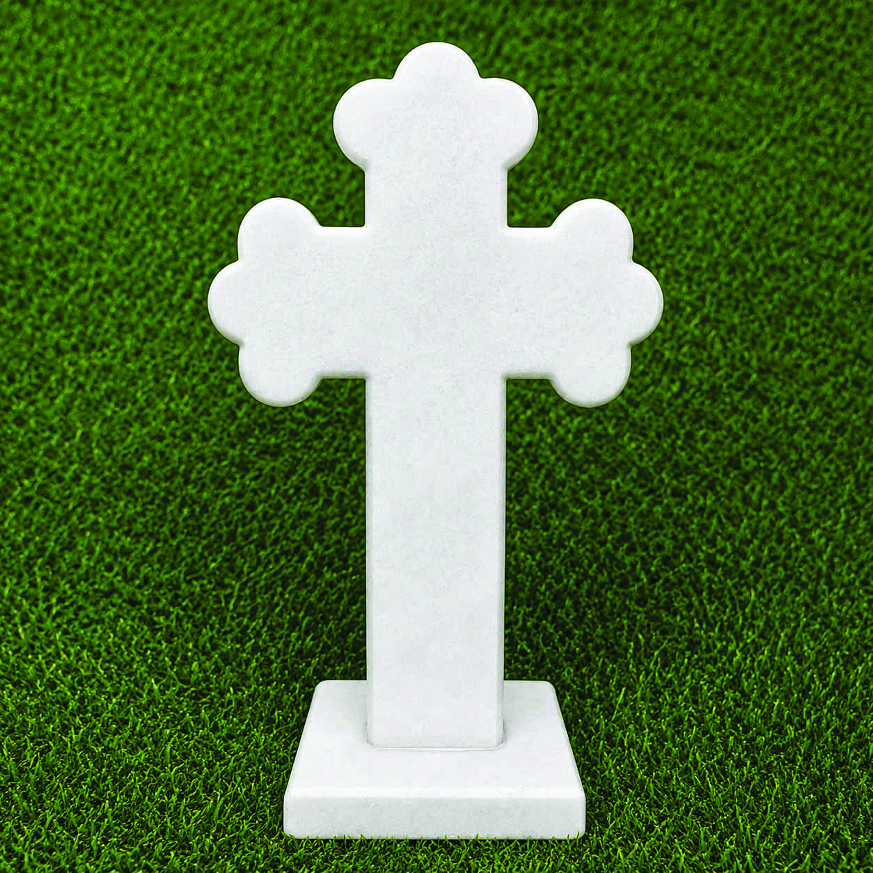 Cruz de Mármol Blanco Diseño Trébol – 28 cm
